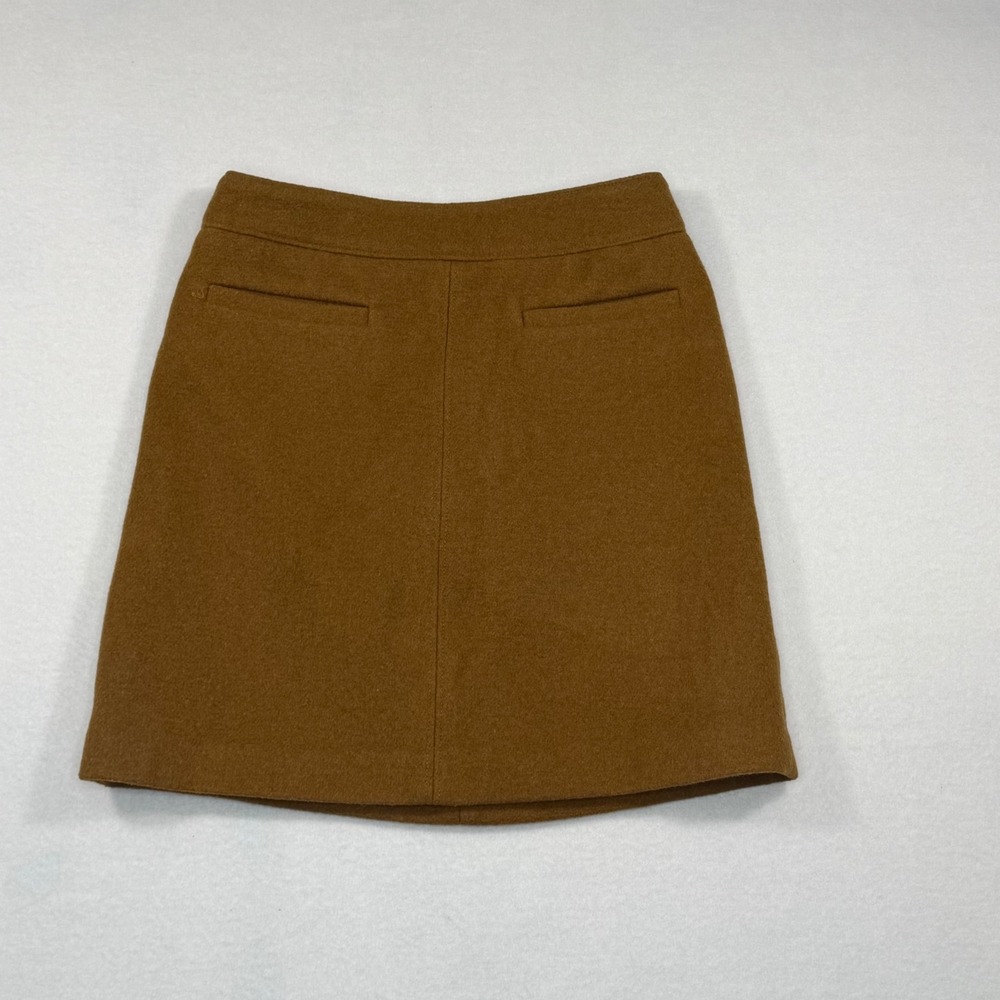 LOFT Camel Brown Wool Blend A-Line Mini Skirt Size 00 Back Zip Welt Pockets